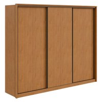Guarda Roupa 3 Portas de Correr 6 Gavetas Spazio Móveis Lopas Amendoa Clean/Preto Fosco