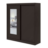 Guarda Roupa 2 Portas com Espelho 2 Gavetas Lani Móveis Lopas Preto/Amendoa