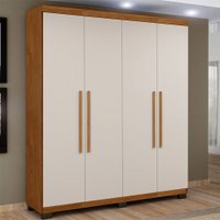 Guarda Roupa 4 Portas 3 Gavetas Master Benetil Cinamomo com Off White