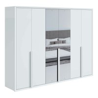 Guarda Roupa Casal com Espelho 6 Portas 5 Gavetas Únique Móveis Lopas Branco