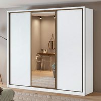 Guarda Roupa Casal com Espelho 3 Portas 6 Gavetas Spazio Glass Móveis Lopas Branco