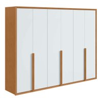 Guarda Roupa Casal 6 Portas 5 Gavetas Únique Móveis Lopas Amendoa Clean/Branco