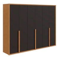Guarda Roupa Casal 6 Portas 5 Gavetas Únique Móveis Lopas Amendoa/Preto