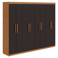 Guarda Roupa Casal 8 Portas 4 Gavetas Andara Móveis Lopas Amendoa/Preto