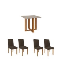 Conjunto Mesa de Jantar 4 Cadeiras Cimol Branco - Marrom MDF