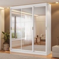 Guarda Roupa Casal 3 Portas 4 Gav Espelho Branco 1144 Carraro