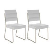 Conjunto 2 Cadeiras 1736 Tubo Prata Napa Branca Carraro