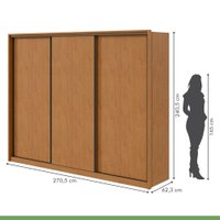 Guarda Roupa Casal 3 Portas Com 6 Gavetas Spazio Móveis Lopas Amendoa Clean/Preto Fosco