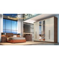 Guarda Roupa Casal 6 Portas 8 Gavetas C/ Espelho Bari Novo Horizonte Cacau Fendi