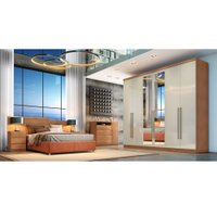 Guarda Roupa Casal 6 Portas 8 Gavetas C/ Espelho Bari Novo Horizonte Cumaru Fendi
