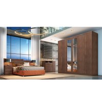 Guarda Roupa Casal 6 Portas 8 Gavetas C/ Espelho Bari Novo Horizonte Cacau