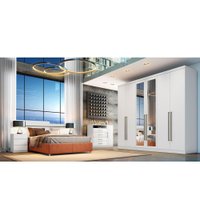 Guarda Roupa Casal 6 Portas 8 Gavetas C/ Espelho Bari Novo Horizonte Branco
