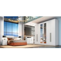Guarda Roupa Casal 6 Portas 6 Gavetas C/ Espelho Bari Novo Horizonte Branco