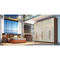 Guarda Roupa Casal 6 Portas 6 Gaveta Bari Novo Horizonte Cacau Fendi
