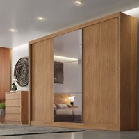 Guarda-Roupa Casal Natus Plus com Espelho 3 Portas e 8 Gavetas Novo Horizonte Cumaru