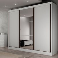 Guarda-Roupa Casal Natus Plus com Espelho 3 Portas e 8 Gavetas Novo Horizonte Branco