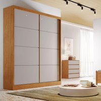 Guarda Roupa Veneza Solteiro 2 Portas e 3 Gavetas Bianchi Móveis Nature com Off White