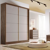 Guarda Roupa Veneza Solteiro 2 Portas e 3 Gavetas Bianchi Móveis Avela e Off White
