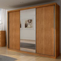 Guarda Roupa Casal Paradizzo Gold Com Espelho 3 Portas De Correr E 6 Gavetas Novo Horizonte Cumaru
