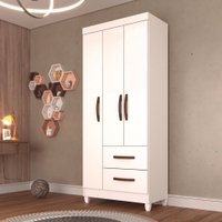Guarda Roupa Solteiro 3 Portas 2 Gavetas Estrela Sallêto Móveis Branco
