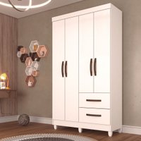 Guarda Roupa Solteiro 4 Portas 2 Gavetas Estrela Sallêto Móveis Branco