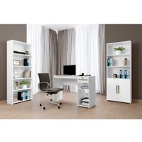 Conjunto Home Office Branco C/ 3 Peças com Mesa, Multiuso e Livreiro Veneza ValdeMóveis