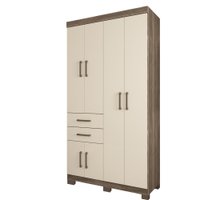 Guarda Roupa Solteiro com Pés 6 portas 2 gavetas Verona Santos Andira Castanha/ Off White