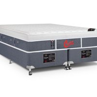 Cama Box + Colchão Castor Queen Plush Light Stress One Face Pocket 158x198x61cm