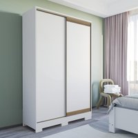 Guarda Roupa Solteiro com Pés 2 portas de Correr 3 Gavetas Oasis Santos Andira Branco