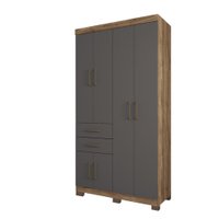 Guarda Roupa Solteiro com Pés 6 portas 2 gavetas Verona Santos Andira Atacama/Grafite