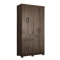 Guarda Roupa Solteiro com Pés 6 portas 2 gavetas Verona Santos Andira Ébano