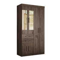 Guarda Roupa Solteiro com Espelhos 6 portas 2 gavetas com Verona Santos Andira Ébano