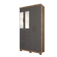 Guarda Roupa Solteiro com Pés e Espelhos 6 portas 2 gavetas Verona Santos Andira Atacama/Grafite