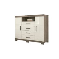 Cômoda Casal Havana Master 2 Portas 4 Gavetas com Pés Santos Andirá Castanho com Off White