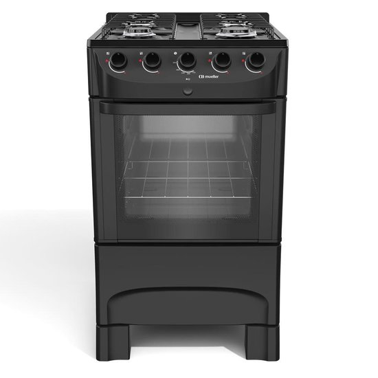 Fogão Mueller preto fosco 4 Bocas com mesa esmaltada e acendimento MFI4BC