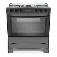 Fogão Mueller 5 bocas Preto fosco com mesa de inox e acendimento MFI5BB