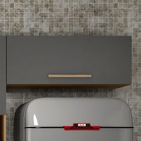 Armário Aéreo Basculante 80 cm Pérola Valdemóveis Cinamomo/Grafite