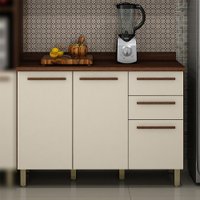 Balcão de Cozinha com Tampo 2 Portas 3 Gavetas Pérola Valdemóveis Chocolate/Off White