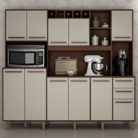 Armário de Cozinha 11 Portas 2 Gavetas Petra Valdemóveis Chocolate/Off White