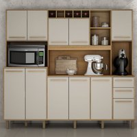 Armário de Cozinha 11 Portas 2 Gavetas Petra Valdemóveis Cinamomo/Off White