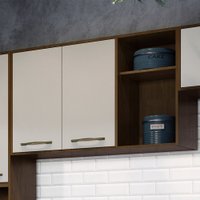 Armário Aéreo para Cozinha 2 Portas 2 Nichos 120 cm Áustria Valdemóveis Chocolate/Off White