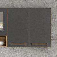 Armário para Cozinha 2 Portas 80cm Pérola Valdemóveis Cinamomo/Grafite