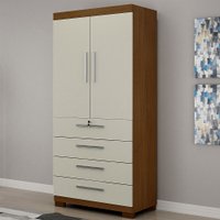 Armário Multiuso 2 Portas 4 Gavetas Verona Valdemóveis Chocolate/Off White