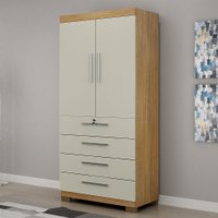 Armário Multiuso 2 Portas 4 Gavetas Verona Valdemóveis Cinamomo/Off White