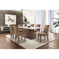 Conjunto Sala de Jantar Luna Com 6 Cadeiras Grecia Rufato Off White/Cafe