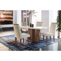Conjunto Sala de Jantar Berlim Com 4 Cadeiras Lunara Rufato Off White/Cafe Com Veludo