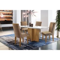Conjunto Sala de Jantar Berlim Com 4 Cadeiras Lunara Rufato Off White / Imbuia