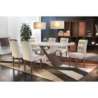 Conjunto Sala de Jantar Agata Com 6 Cadeiras Rufato Off White / Cafe Com Veludo