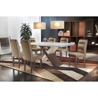 Conjunto Sala de Jantar Agata Com 6 Cadeiras Rufato Off White / Cafe