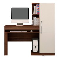 Mesa para Computador com Armário 1 Porta 1 Gaveta Office Valdemóveis Chocolate/Off White